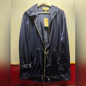 Michael Kors Dark Blue Utility Jacket with Gold Accents